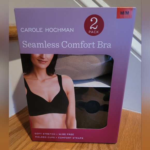 NEW Carole Hochman Seamless Comfort Wirefree Bra 2 Pack - Picture 1 of 2